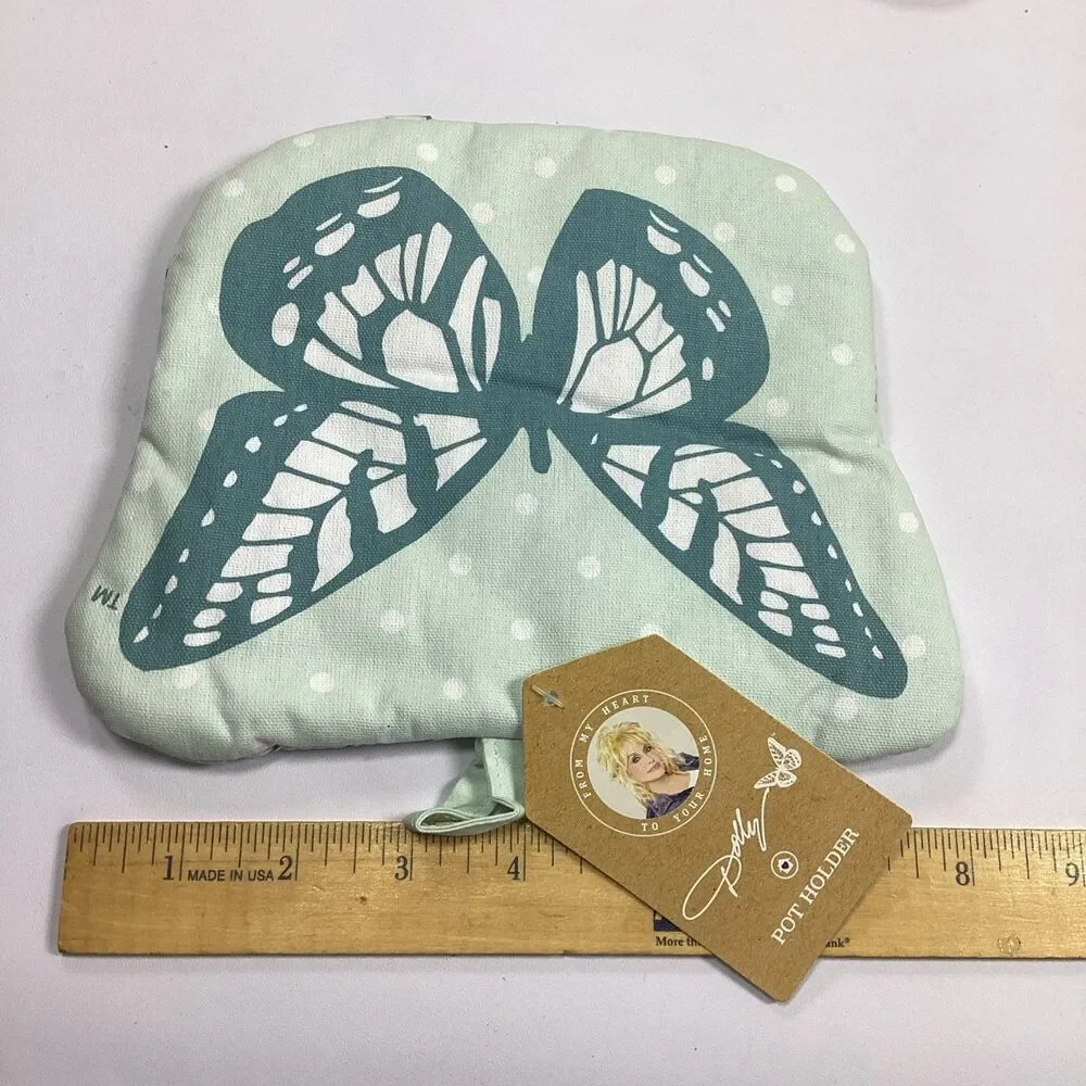 Dolly Parton Butterfly Pot Holder Lot Of Two Pink Blue Discontinued DG New